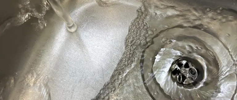 Sink with running water